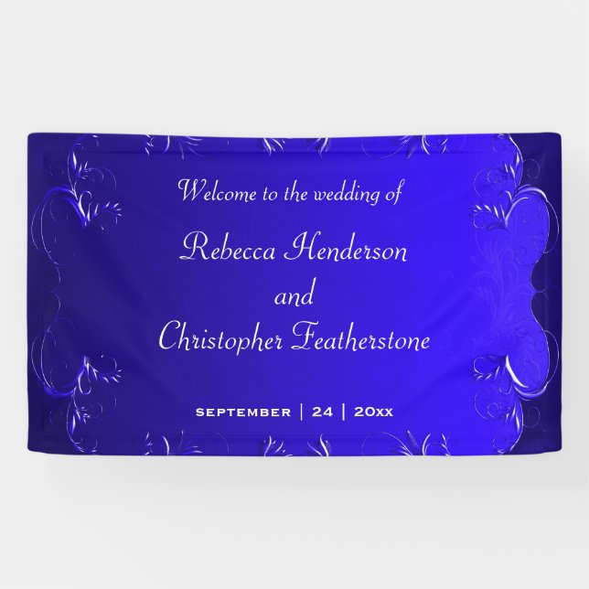 Banderoles Mariage Royal Blue classique et romantique Bienven (Horizontal)