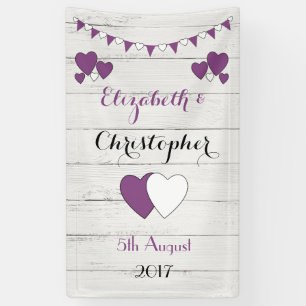 Banderoles Mariage rustique personnalisé Contexte violet