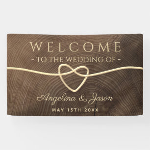 Banderoles Mariage simple d'accueil en bois