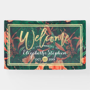 Banderoles Mariage Tropical Floral & Gold Foil