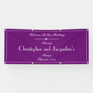 Banderoles Mariage Vintage violet personnalisé Accueil extéri