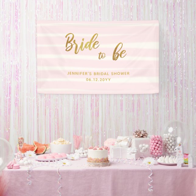Banderoles Mariée à être rose rayures Boho Chic Fête des mari (Fête)