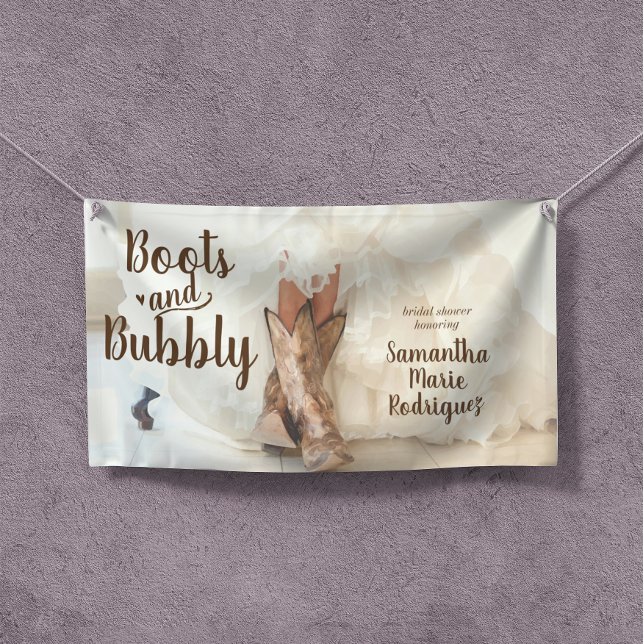 Banderoles Mariée Texas Boots & Bubbly Enterrement de vie de  (Créateur téléchargé)