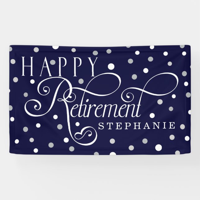 Banderoles Marine, Argent, Blanc, Parti de la retraite modern (Horizontal)