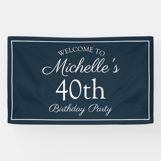 Banderoles Marine Bleu Blanc 40e anniversaire fête (Horizontal)