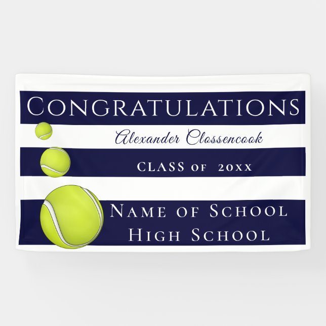 Banderoles Marine Bleu Blanc Striped football sport diplôme (Horizontal)