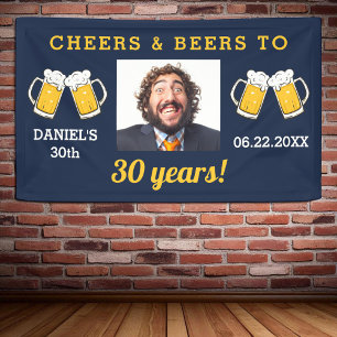 Banderoles Marine Bleue Cheers & Bières Jalon Anniversaire Ph