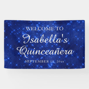 Banderoles Marine Blue Sparkling Quinceañera Nom d'accueil