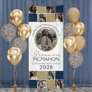 Banderoles Marine & Bronze 9 Photo Collage Graduation Vinyl