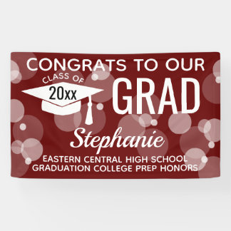 Banderoles Maroon Modern Bubbles Félicitations Grad Grad Grad