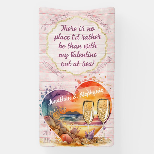 Banderoles Marqueur romantique de porte de croisière Valentin (Verticale)