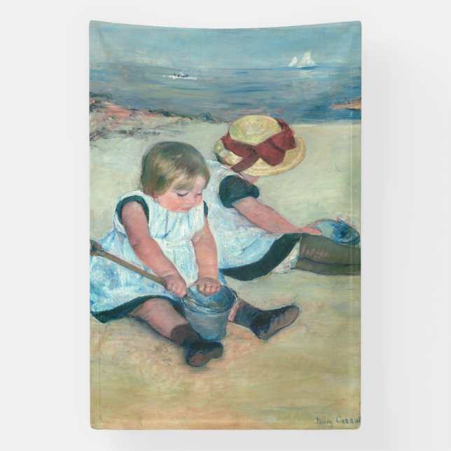 Banderoles Mary Cassatt - Enfants jouant sur la plage (Verticale)
