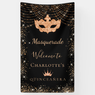 Banderoles Mascarade en or noir poussière de parties scintill