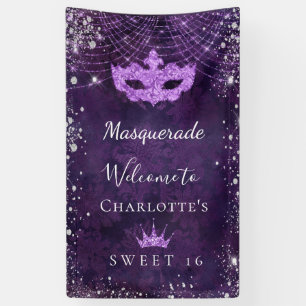 Banderoles Mascarade violet argent parties scintillant poussi