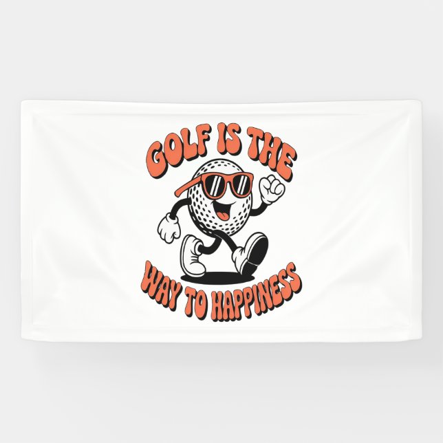 Banderoles Mascotte de balle de golf joyeuse (Horizontal)