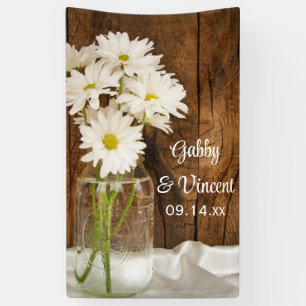 Banderoles Mason Jar et White Daisies Country Barn Mariage