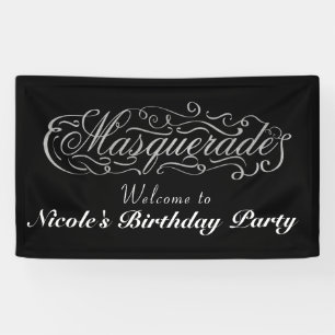 Banderoles MASQUERADE Argent et toute couleur fête d'annivers