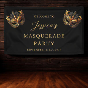 Banderoles Masquerade Black Gold Bienvenue