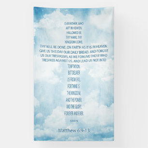 Banderoles Matthieu 6:9–13 Texte de prière formant une croix