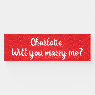 Banderoles Me marie-t-on des coeurs rouges proposition person