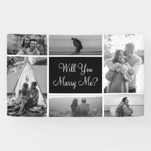Banderoles Me marie-tu   Photo Collage noir et blanc