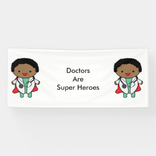 Banderoles Médecins Super Héros Black Kawaii Personnaliser
