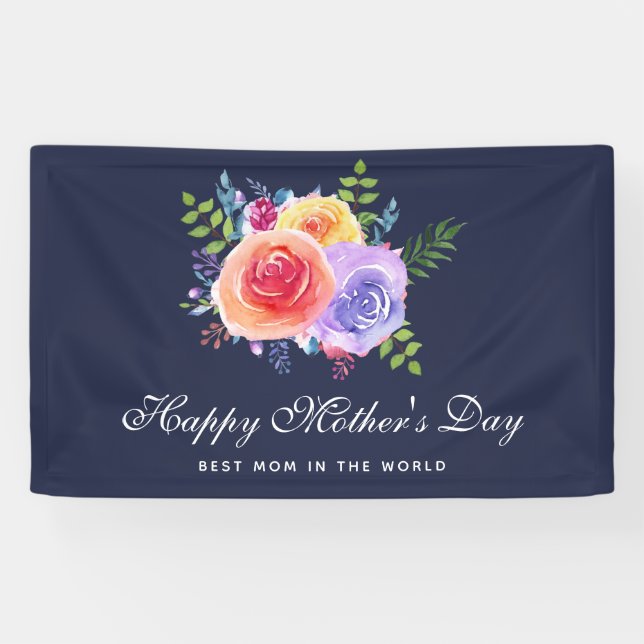 Banderoles Meilleure maman dans le monde Roses de la fête des (Horizontal)