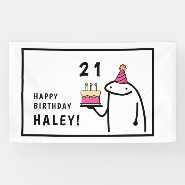 Banderoles Mème amusant Simple Noir & Blanc 21ème Anniversair (Horizontal)