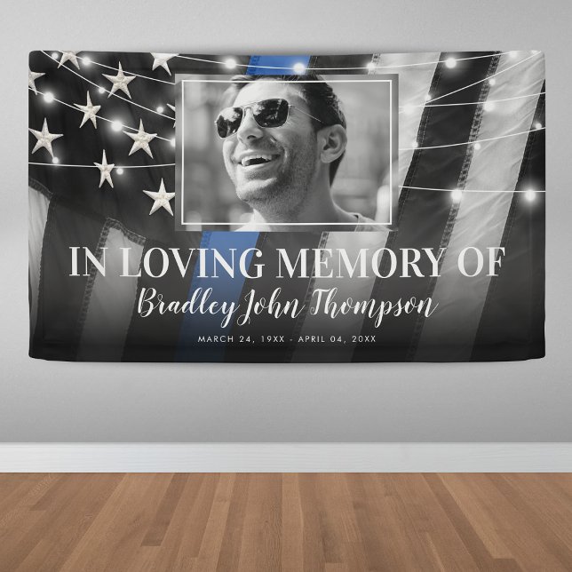 Banderoles Mémorial du policier | Ligne Bleue fine (Créateur téléchargé)