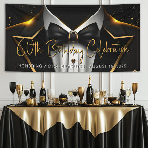 Banderoles Mens Black Gold fête d'anniversaire