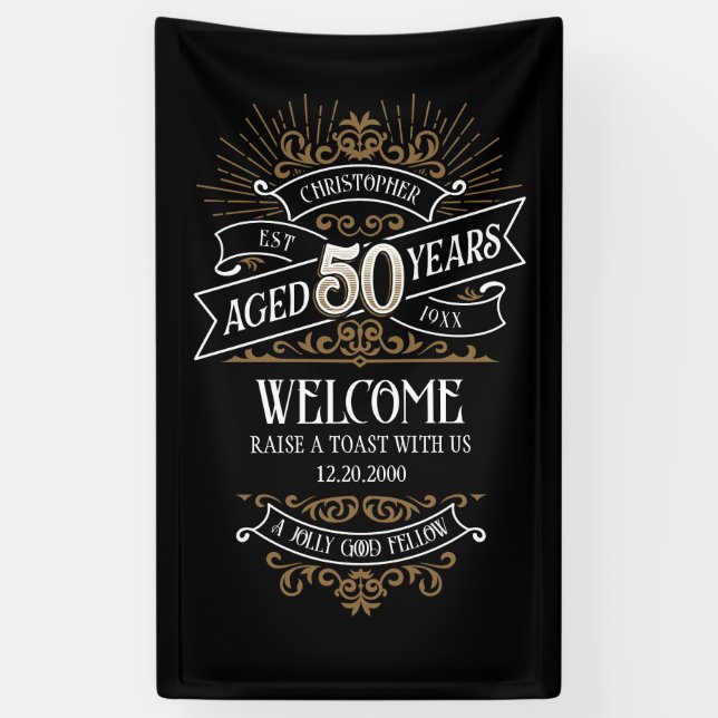 Banderoles Mens Funny Whiskey 50e anniversaire (Vertical)