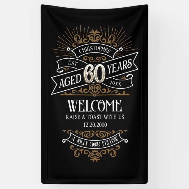 Banderoles Mens Funny Whiskey 60e anniversaire (Vertical)