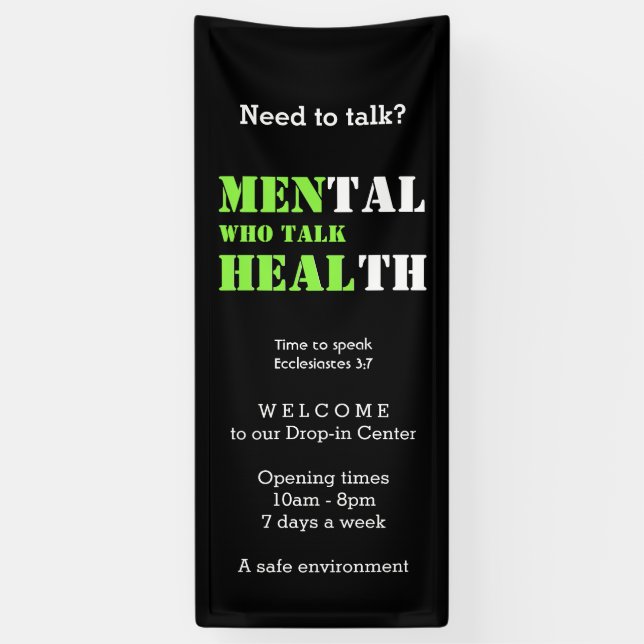 Banderoles Mens MENTALITÉ HOMMES DE LA SANTÉ MENTALE QUI PARL (Vertical)