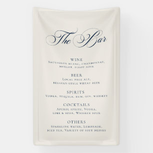 Banderoles Menu de bar de mariage classique bleu marine Récep