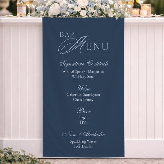 Banderoles Menu de Boissons Cocktails Signature Bleu Foncé Él