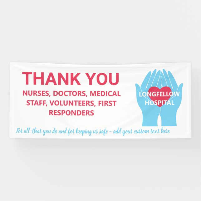 Banderoles Merci Infirmières Médecins Aide Mains Texte Person (Horizontal)