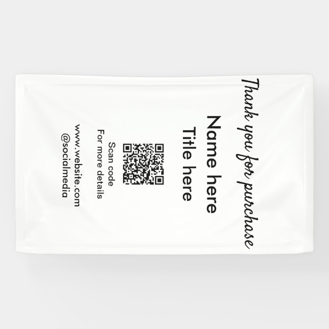 Banderoles Merci pour l'achat nom titre ici scannez QR (Horizontal)