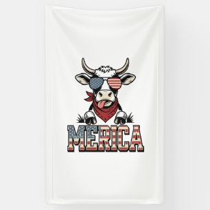 Banderoles Merica Graphique de gravure vintage vache patrioti