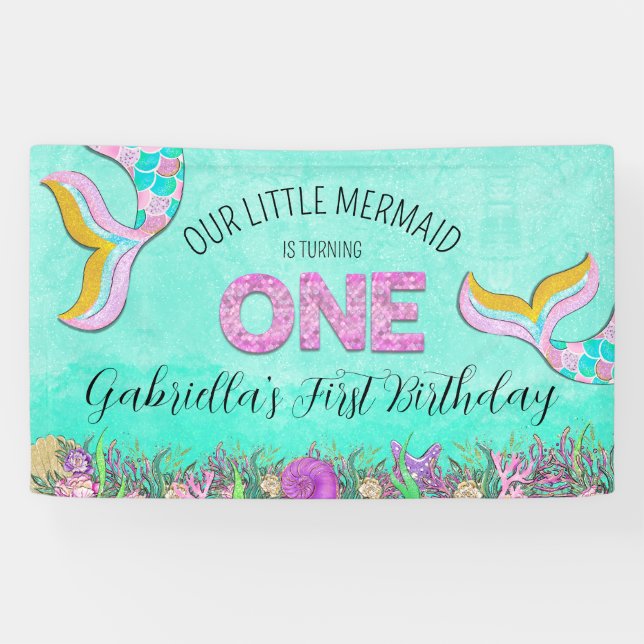 Banderoles Mermaid 1er anniversaire (Horizontal)