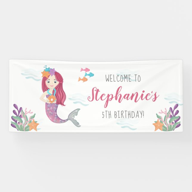 Banderoles Mermaid Glam fête d'anniversaire (Horizontal)