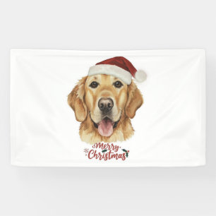 Banderoles Merry Christmas Golden Retriking chien