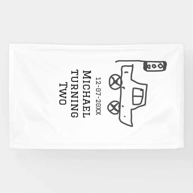 Banderoles Michael turning two birthday toy car traffic light (Horizontal)