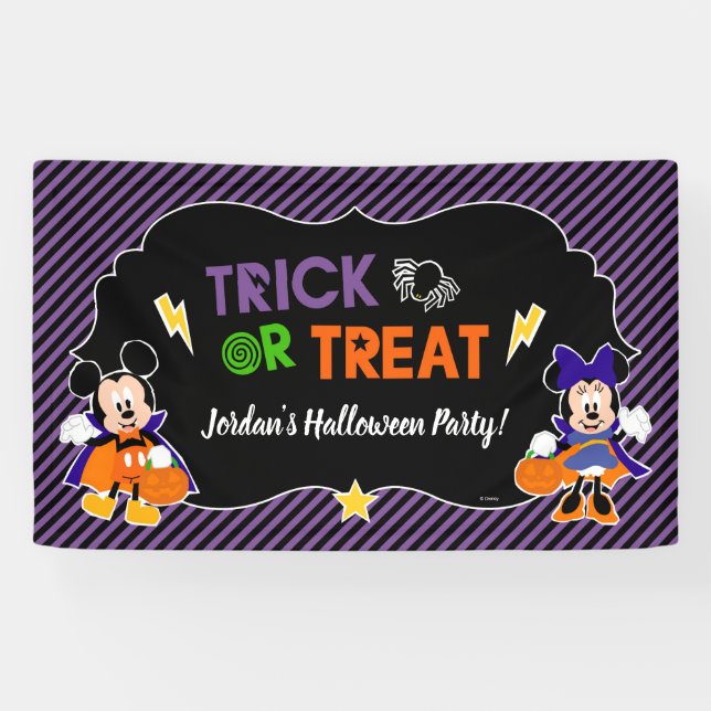 Banderoles Mickey & Minnie | Trick or Treat - Fête de l'Hallo (Horizontal)
