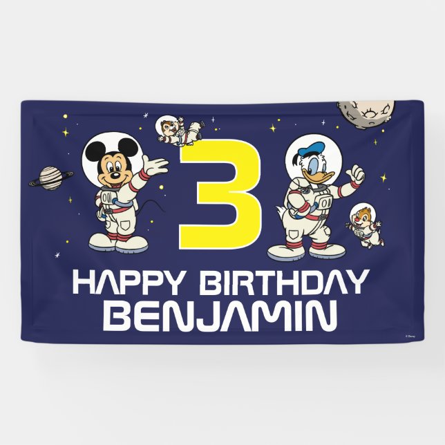 Banderoles Mickey Mouse | Anniversaire de l'espace (Horizontal)