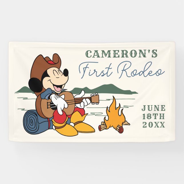 Banderoles Mickey Mouse | Cowboy Rodeo Anniversaire (Horizontal)