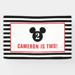 Banderoles Mickey Mouse   Icône noir & blanc rayé Anniversa