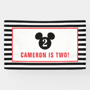 Banderoles Mickey Mouse   Icône noir & blanc rayé Anniversair