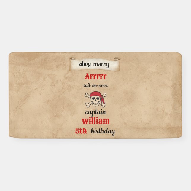 Banderoles mignon bateau de piscine Pirate Anniversaire (Horizontal)