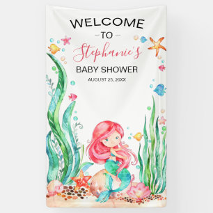 Banderoles Mignonne sirène d'aquarelle sous le Baby shower ma