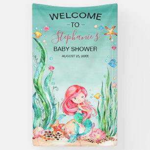 Banderoles Mignonne sirène d'aquarelle sous le Baby shower ma